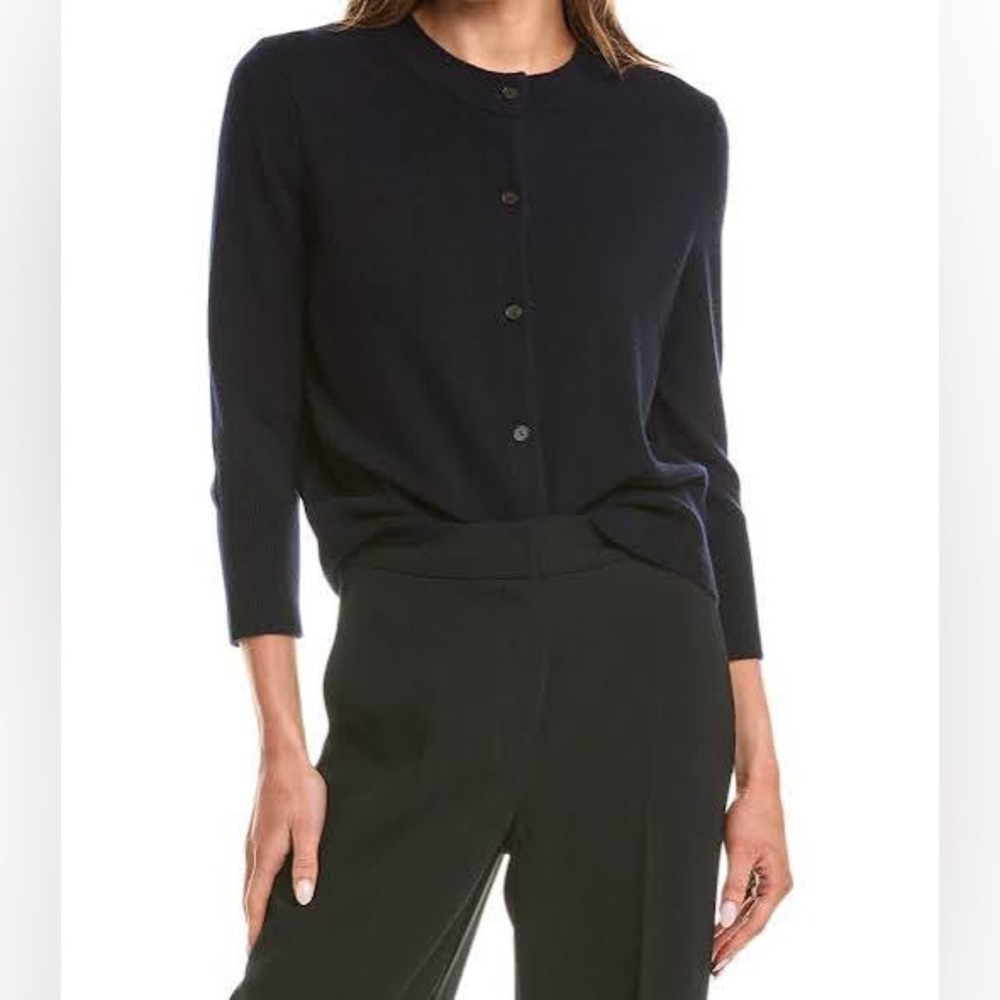 NWT Vince Womens  Shrunken Wool-Blend Cardigan Coastal Blue Medium